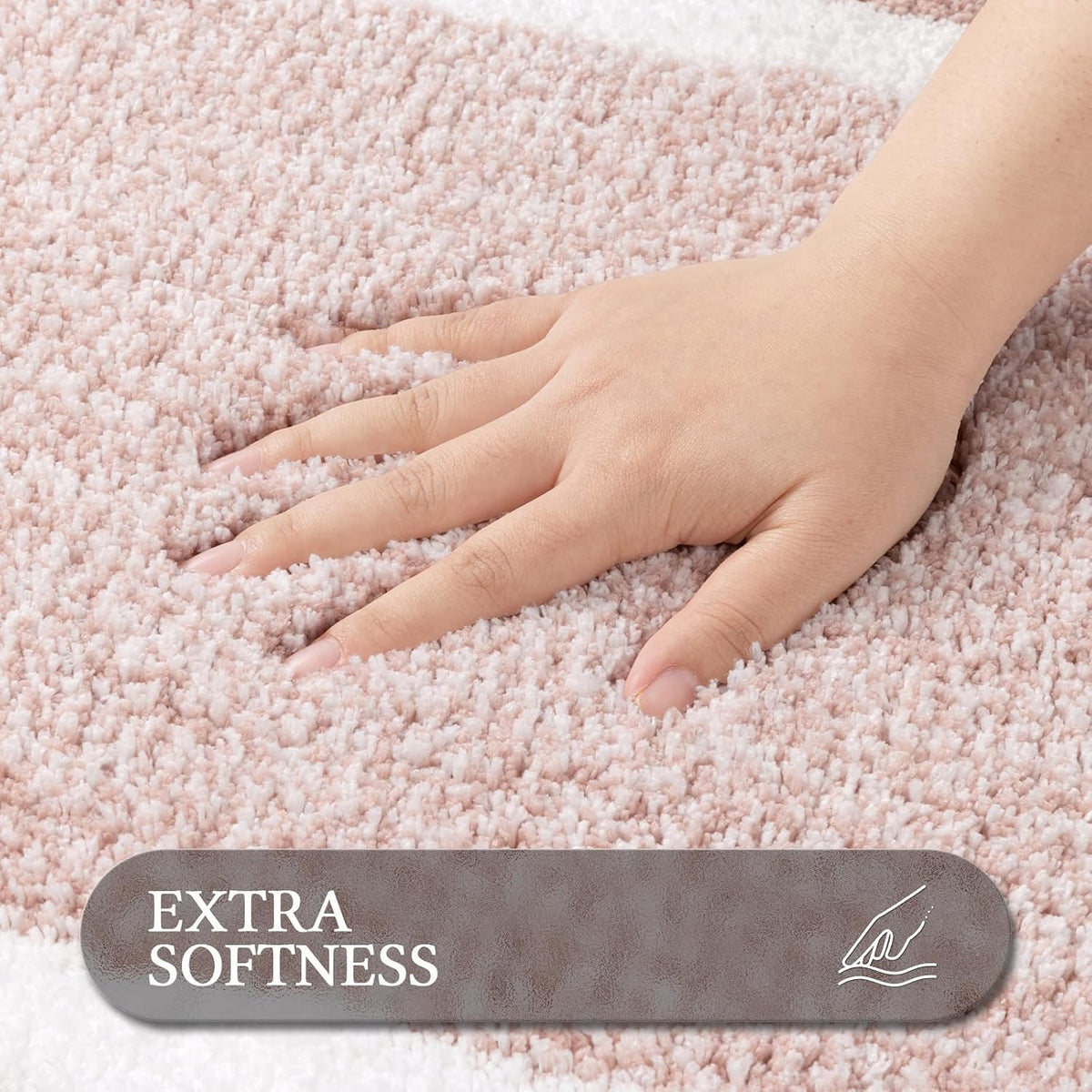 Bathroom Rugs Sets 2 Piece, Non Slip Washable Bath Mat, Dusty Pink