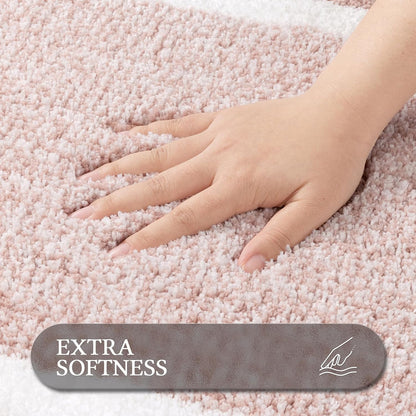 Bathroom Rugs Sets 2 Piece, Non Slip Washable Bath Mat, Dusty Pink