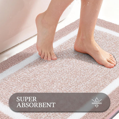 Bathroom Rugs Sets 2 Piece, Non Slip Washable Bath Mat, Dusty Pink