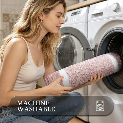 Bathroom Rugs Sets 2 Piece, Non Slip Washable Bath Mat, Dusty Pink