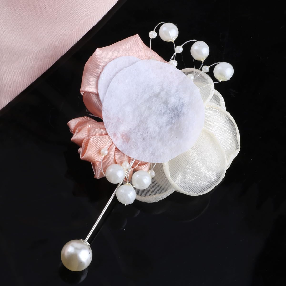 Wedding Prom Party Satin Rose Wrist Corsage Flower, 2Pcs Boutonniere and Wrist Corsage Wristband Roses Prom Flower Wedding Flowers Accessories Prom Suit Decorations (Pink)