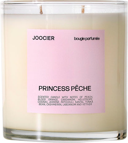 Princess Peche Candle- Peach, Cognac, Patchouli, Santal | Bitter Peach Fragrance Inspired Candle 70+ Hour Burn time Double Wick Luxury Home Fragrance Scented Candle Home décor Non Toxic
