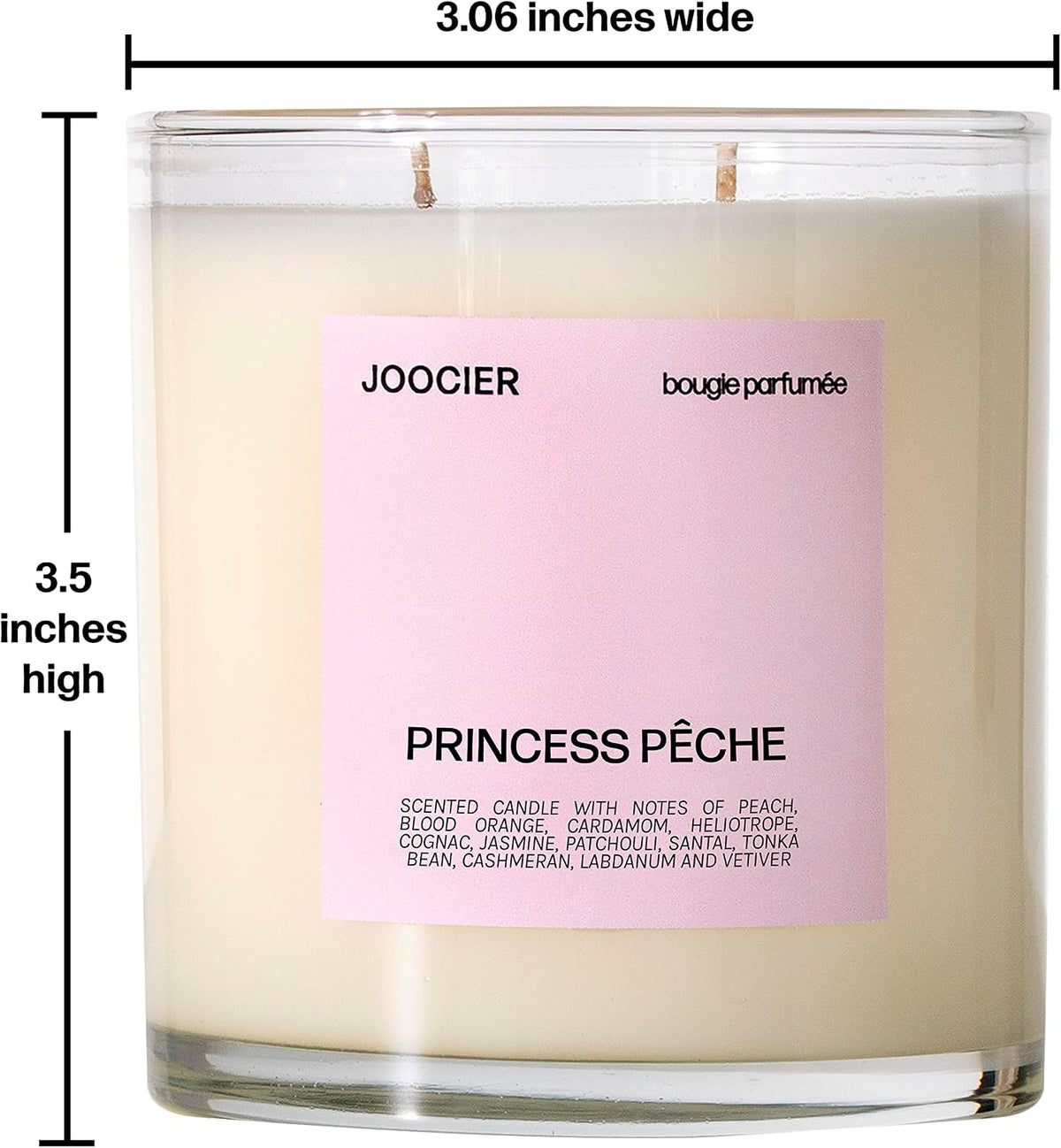 Princess Peche Candle- Peach, Cognac, Patchouli, Santal | Bitter Peach Fragrance Inspired Candle 70+ Hour Burn time Double Wick Luxury Home Fragrance Scented Candle Home décor Non Toxic