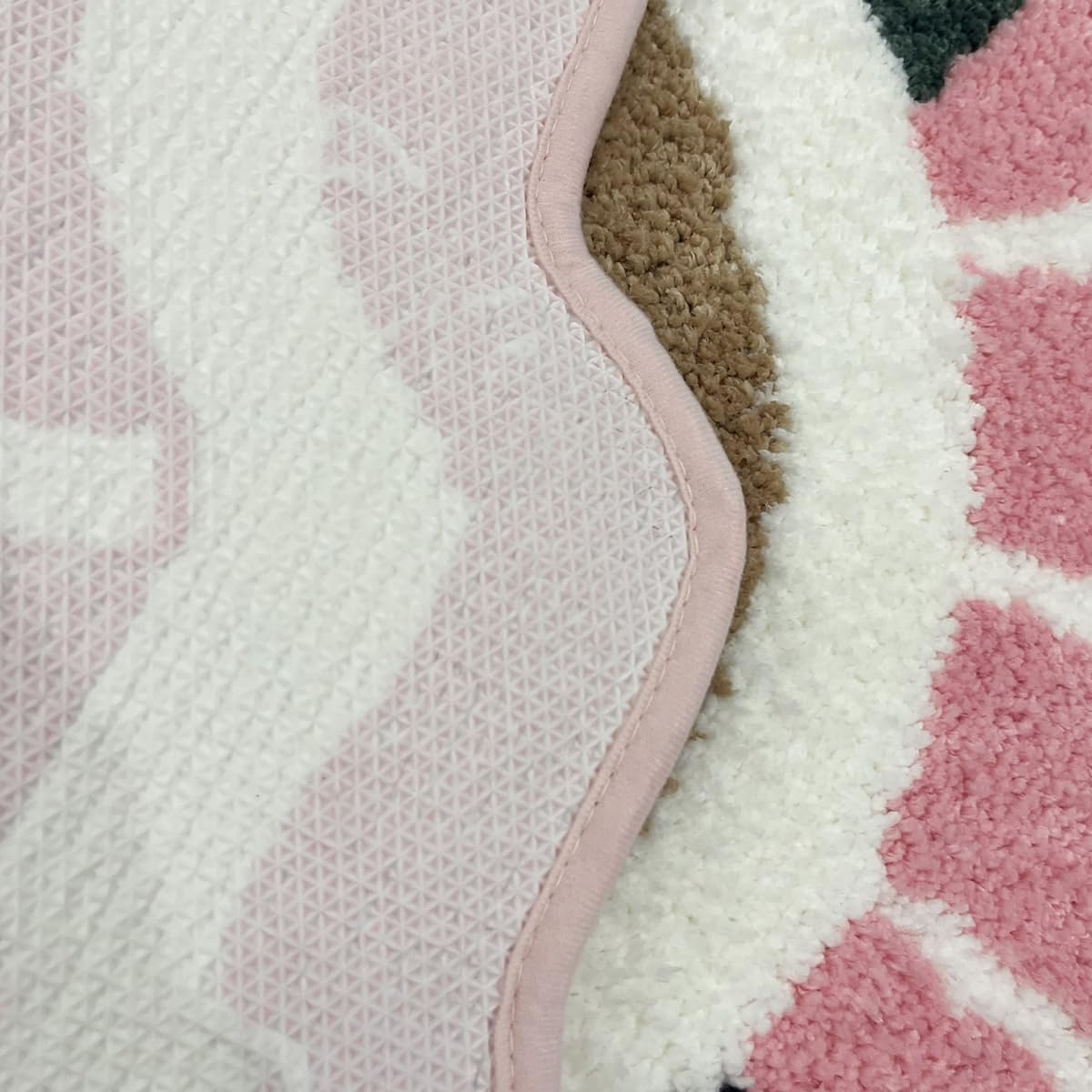 Pink Round Tufted Rug Soft Thick Plush Educational Non-Slip Durable Easy Clean Bedroom Friendly Global Decor (35.4X35.4 inch)