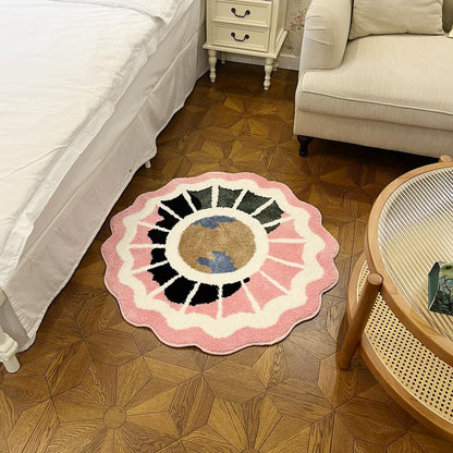 Pink Round Tufted Rug Soft Thick Plush Educational Non-Slip Durable Easy Clean Bedroom Friendly Global Decor (35.4X35.4 inch)
