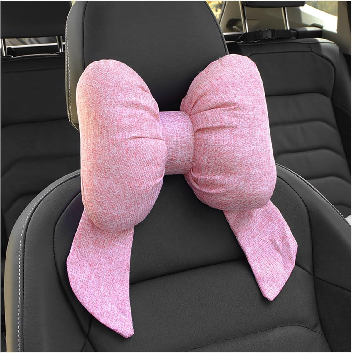 Cute Bow Car Headrest Pillow,Comfortable & Breathable Car Neck Pillows for Relief Neck Fatigue,Universal Head Rest Pillow for Cars Decoration as Birthday Gifts for Women,Girl (Pink)