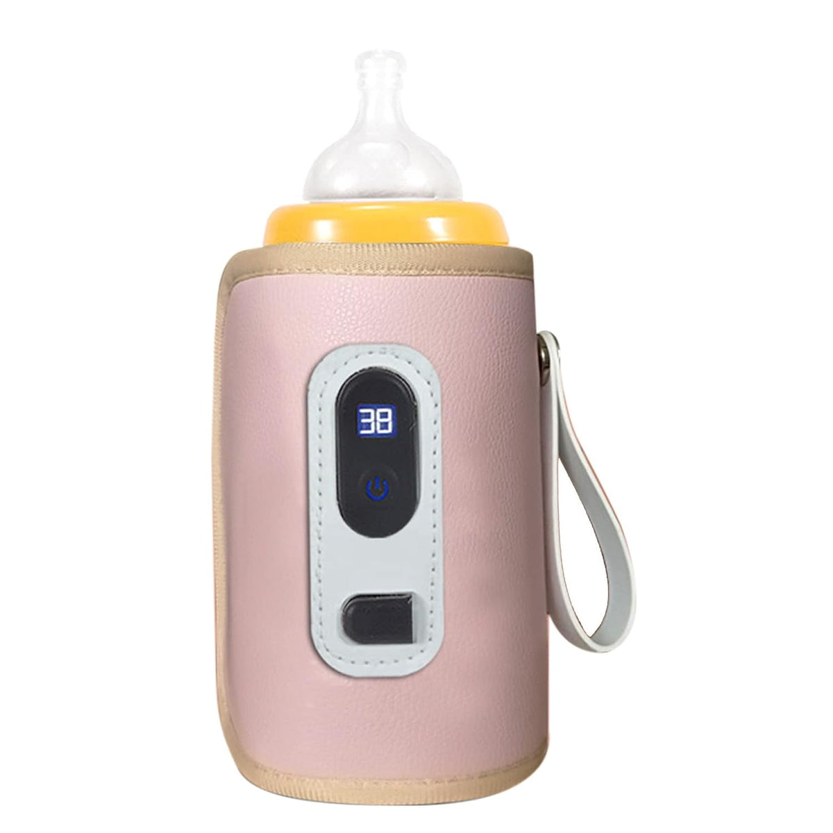 USB Baby Bottle Warmer with LCD Screen, Precise Heating,Temperature, Portable Milk Bottle Heater for Travel, Car, Plane (Pink)