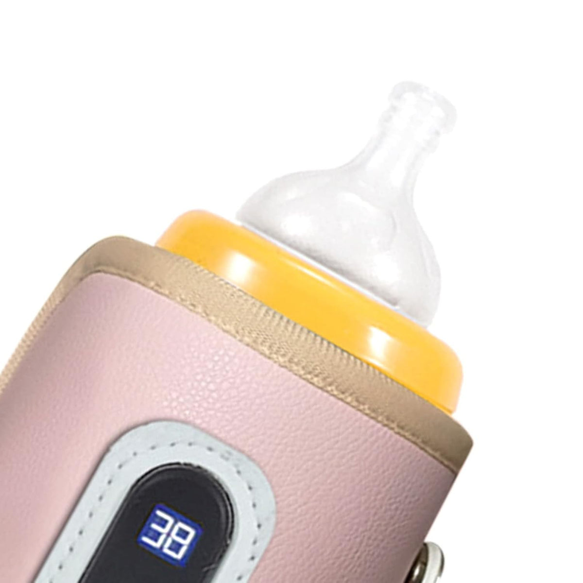 USB Baby Bottle Warmer with LCD Screen, Precise Heating,Temperature, Portable Milk Bottle Heater for Travel, Car, Plane (Pink)