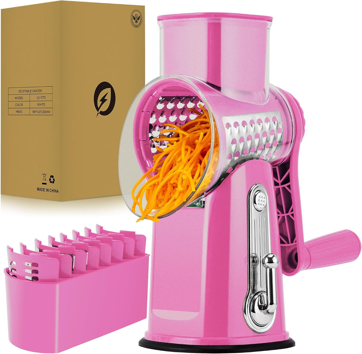 Rotary Cheese Grater 5 Blades,Kitchen Mandoline Vegetable Slicer
