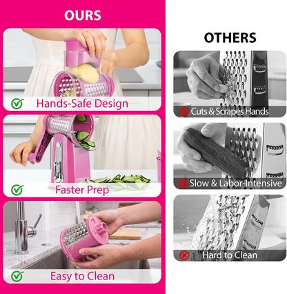 Rotary Cheese Grater 5 Blades,Kitchen Mandoline Vegetable Slicer