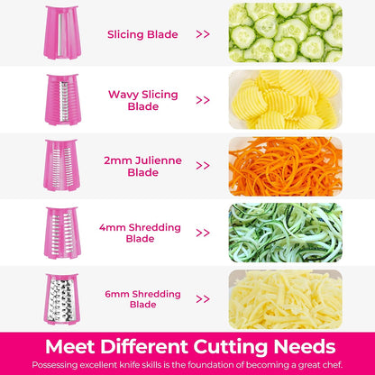Rotary Cheese Grater 5 Blades,Kitchen Mandoline Vegetable Slicer