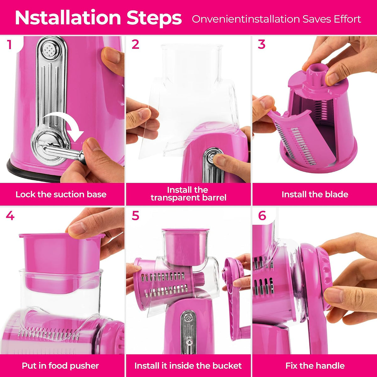 Rotary Cheese Grater 5 Blades,Kitchen Mandoline Vegetable Slicer