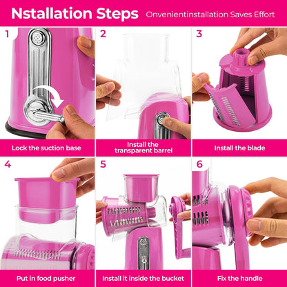 Rotary Cheese Grater 5 Blades,Kitchen Mandoline Vegetable Slicer