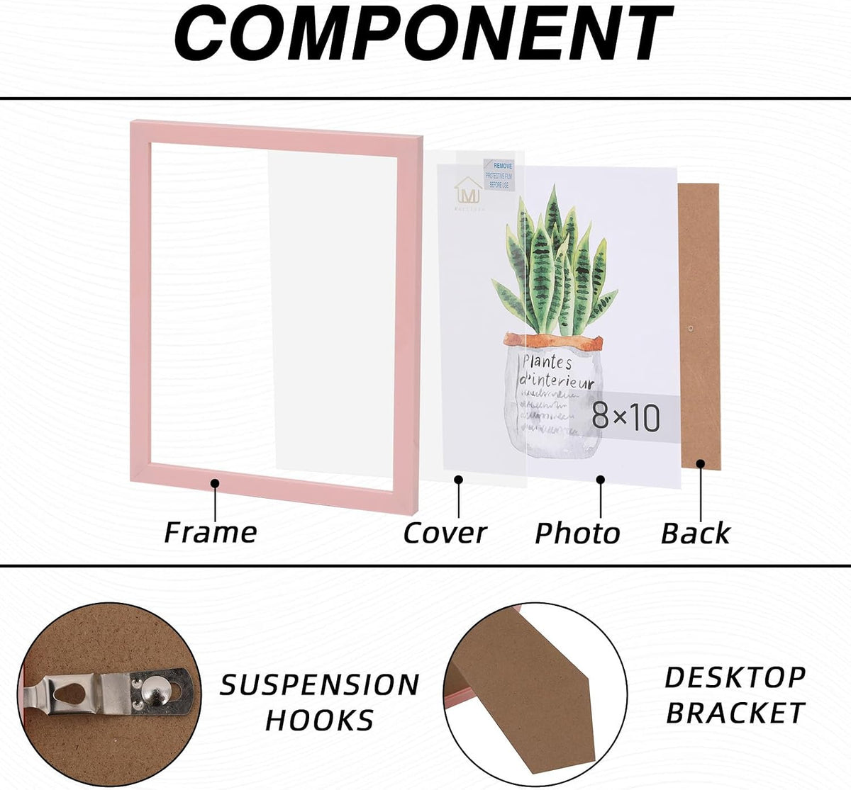 8x10” Pink Picture Frames for Wall and Tabletop Display, 5 Pack