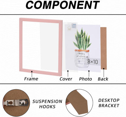 8x10” Pink Picture Frames for Wall and Tabletop Display, 5 Pack