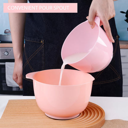BoxedHome Mixing Bowls Set of 4, BPA Free Plastic,Microwave Safe, Rose Red