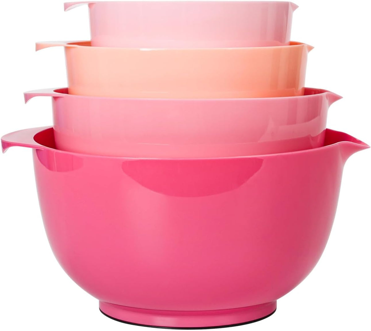 BoxedHome Mixing Bowls Set of 4, BPA Free Plastic,Microwave Safe, Rose Red