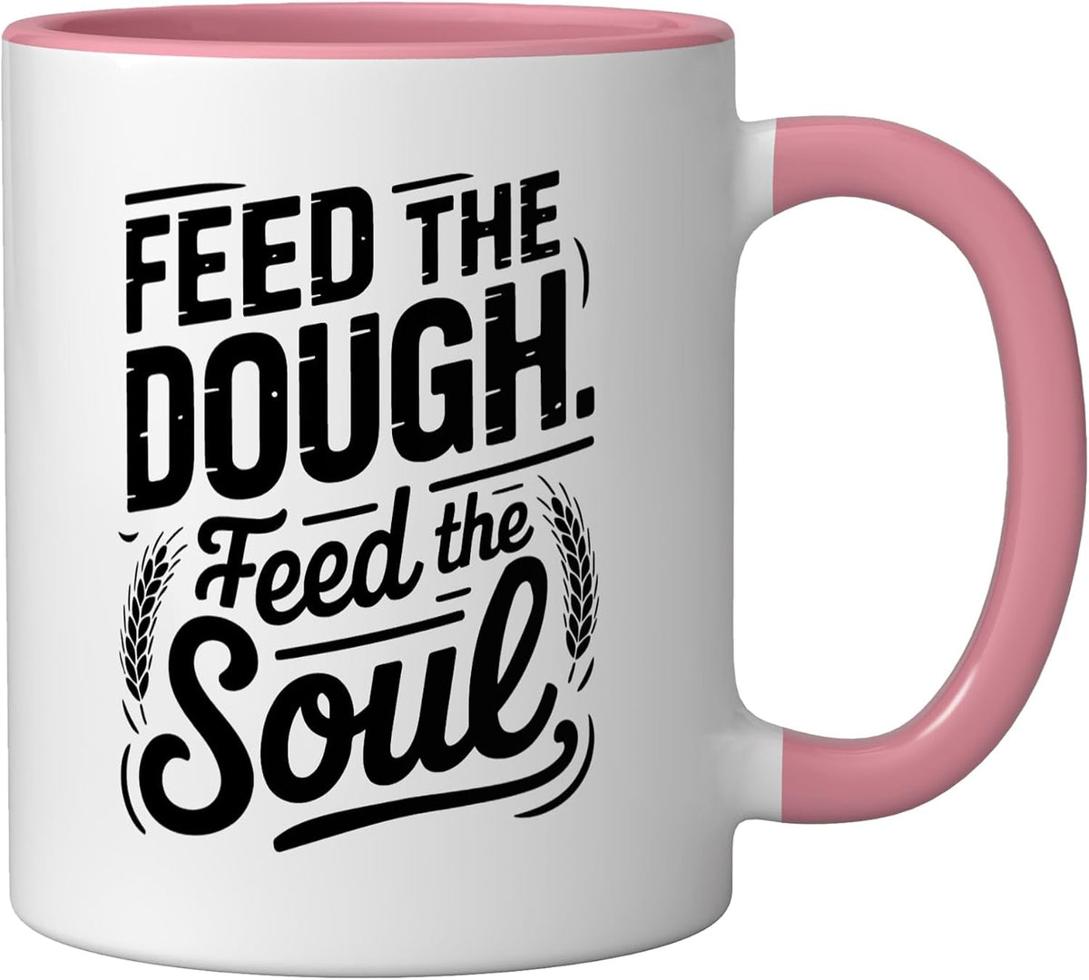 Feed Dough Soul Dutch Oven Baker Bread Artisan Home Baking Ceramic Mug, Pink/White