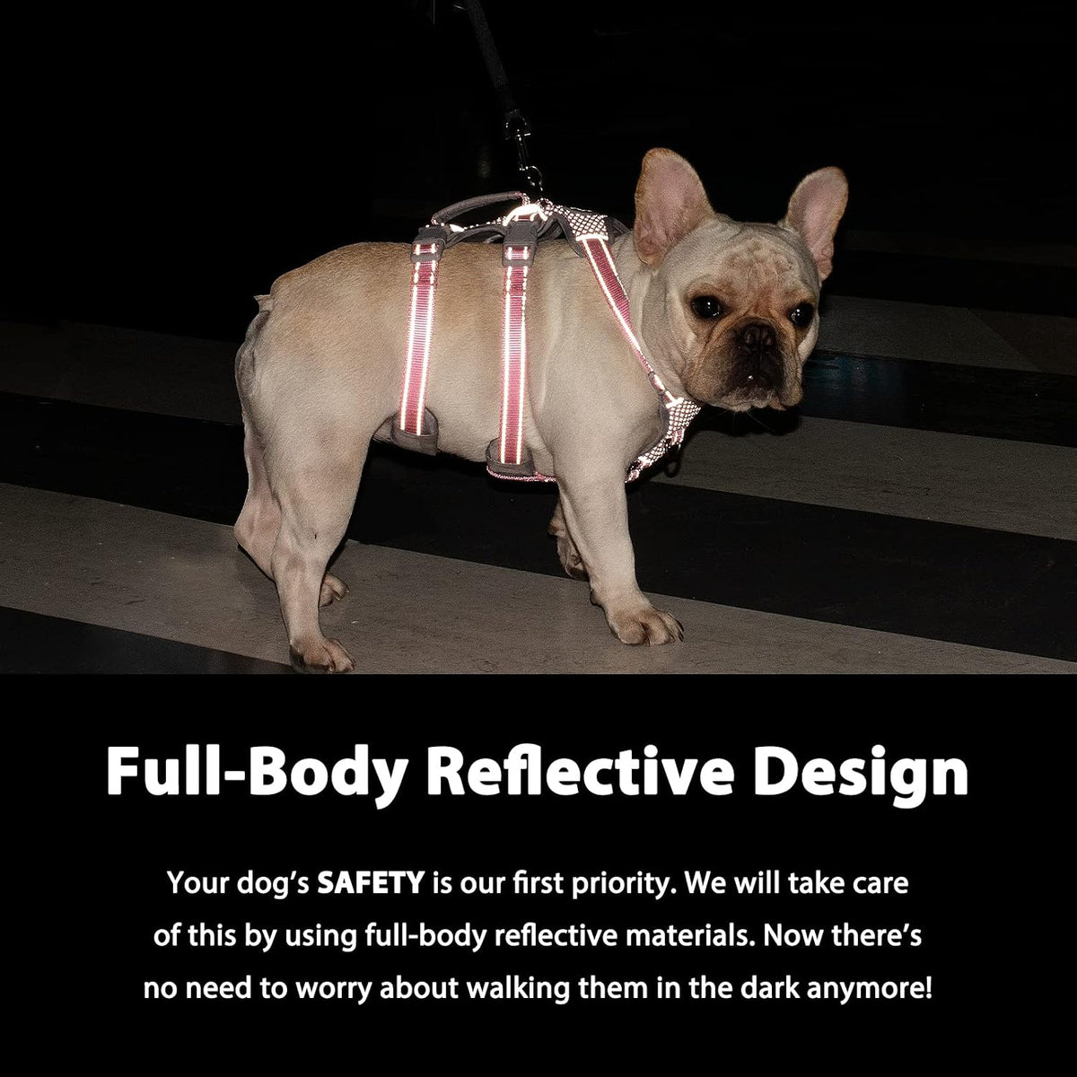 Escape Proof Dog Harness, No Pull Reflective Harness with Lift Handle, Adjustable Pet Vest with Front and Back Leash Clips for Small Medium Large Dogs Walking Hiking Training (Pink,L)