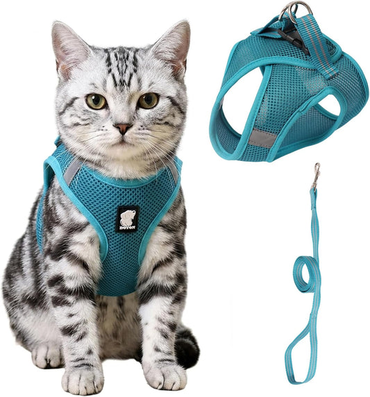 HEYWEAN Cat Harness and Leash - Ultra Light Escape Proof Kitten Collar Cat Walking Jacket with Running Cushioning Soft and Comfortable Suitable for Puppies Rabbits