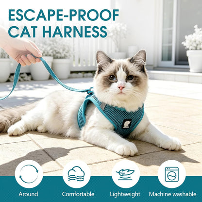 HEYWEAN Cat Harness and Leash - Ultra Light Escape Proof Kitten Collar Cat Walking Jacket with Running Cushioning Soft and Comfortable Suitable for Puppies Rabbits