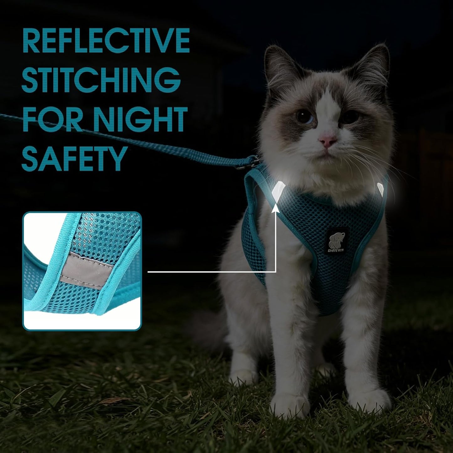 HEYWEAN Cat Harness and Leash - Ultra Light Escape Proof Kitten Collar Cat Walking Jacket with Running Cushioning Soft and Comfortable Suitable for Puppies Rabbits