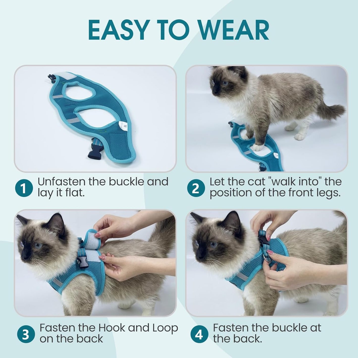 HEYWEAN Cat Harness and Leash - Ultra Light Escape Proof Kitten Collar Cat Walking Jacket with Running Cushioning Soft and Comfortable Suitable for Puppies Rabbits