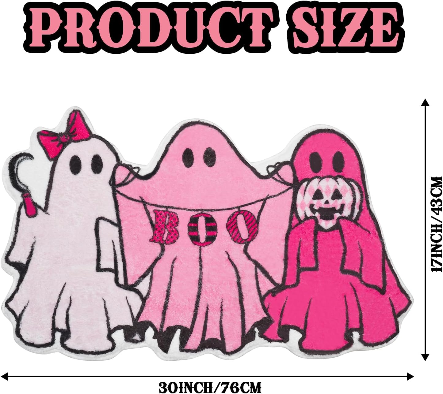 Halloween Bath Mat Pink Ghost Bathroom Rugs Non Slip Spooky Plush Shower Rugs Washable Halloween Absorbent Bath Tub Carpet Halloween Bathroom Decor Supplies