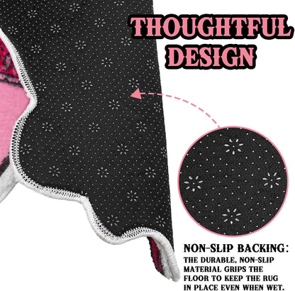 Halloween Bath Mat Pink Ghost Bathroom Rugs Non Slip Spooky Plush Shower Rugs Washable Halloween Absorbent Bath Tub Carpet Halloween Bathroom Decor Supplies