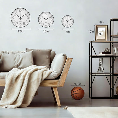 Wall Clock 10 Inch Non-Ticking Silent Modern Simple Style Round Decor Clock Pink Stereoscopic Dial Quartz Wall Clocks for Home/Office/School/Living Room/Bedroom/Kitchen