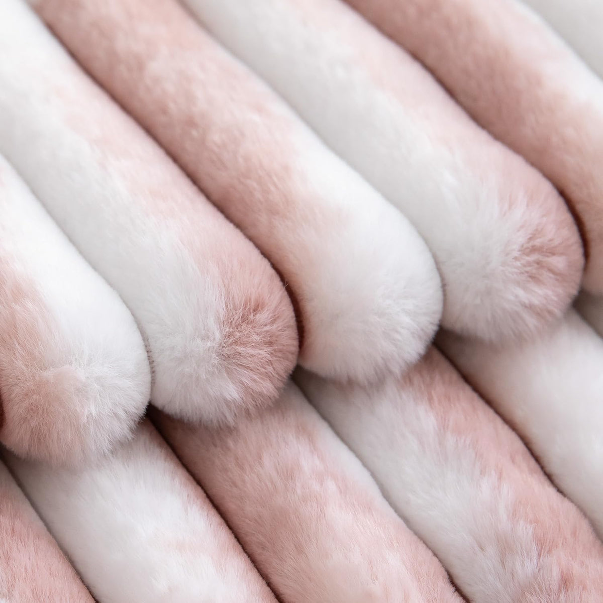 Set of 2 Faux Wool Plush Decorative Throw Pillow Covers 18x18 Inch Pink White Fluffy Striped Soft Decorative Cushion Cover for Sofa Bedroom Pillow Shell