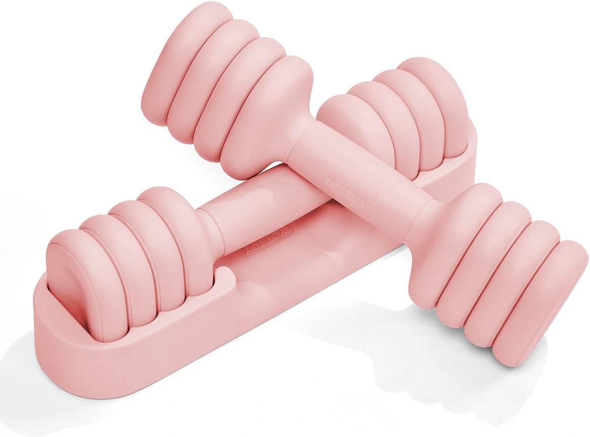 Adjustable Dumbbell Set of 2, 4-in-1 Hand Weights for Women at Home, Compact Free Weights Dumbbells Set with Soft Grip and Base, 2-5 lbs Each for Home Gym