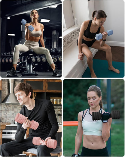 Adjustable Dumbbell Set of 2, 4-in-1 Hand Weights for Women at Home, Compact Free Weights Dumbbells Set with Soft Grip and Base, 2-5 lbs Each for Home Gym