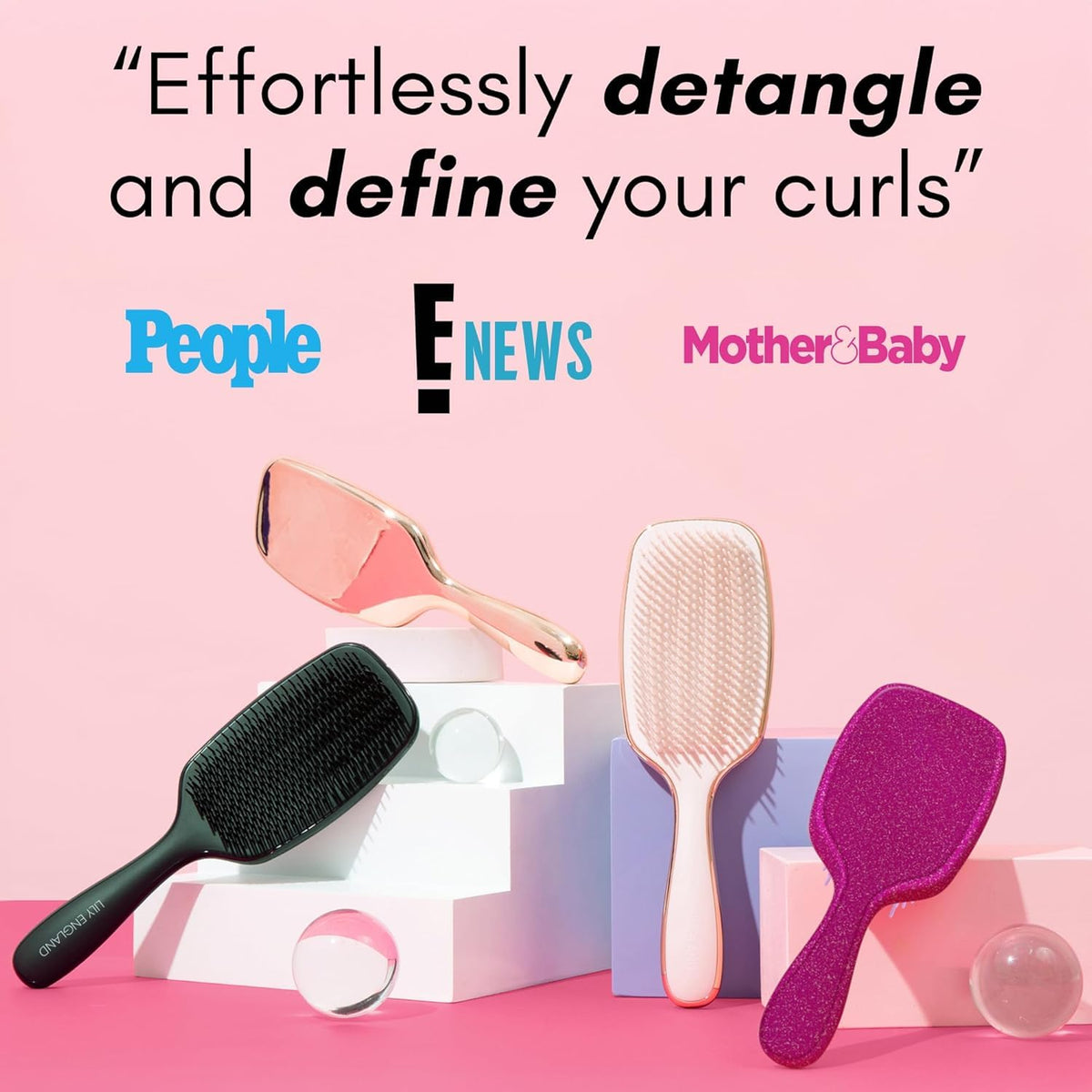 Pink Hair Brush for Women Detangling for Curly Wet & Dry Hair