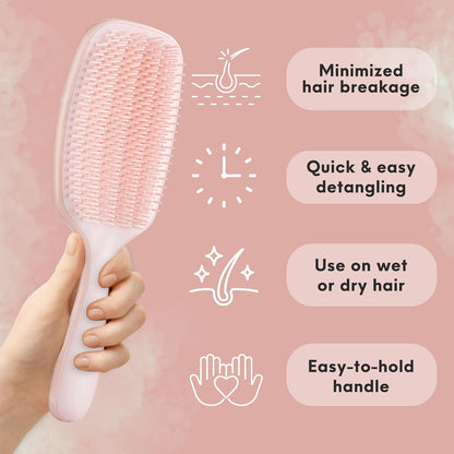 Pink Hair Brush for Women Detangling for Curly Wet & Dry Hair