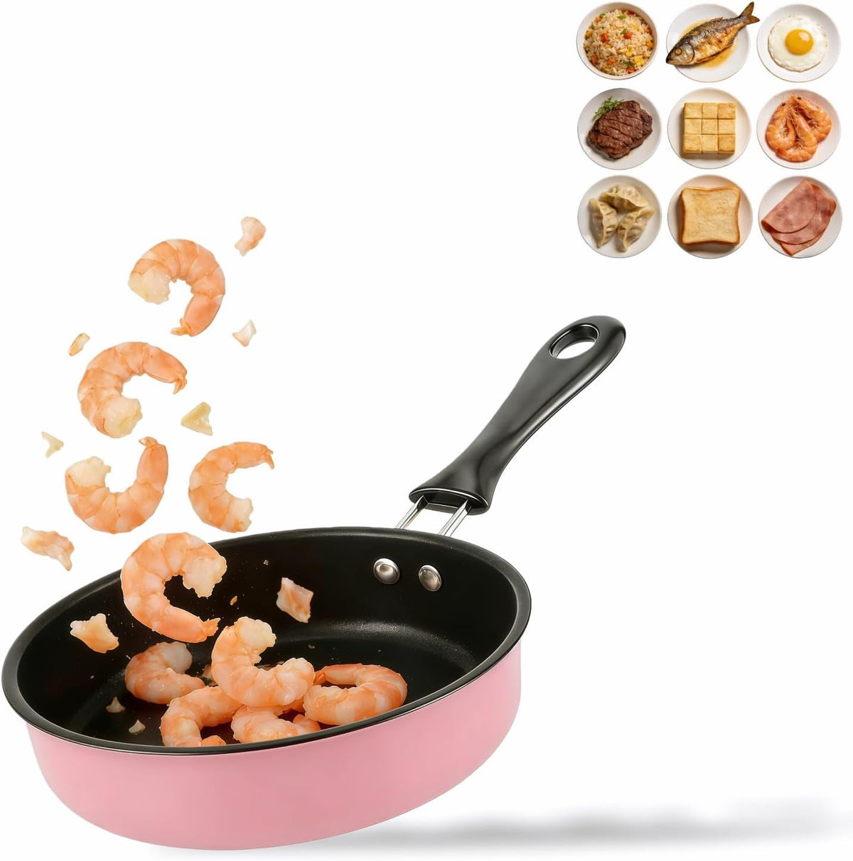 4.7 Inch Mini Skillet, Non-Stick Egg Pan for Single Serve Breakfast, Induction Compatible Small Frying Pan with Heat Resistant Handle - Perfect for Camping, RV, Dorm & Gas/Electric Stovetops (Pink)