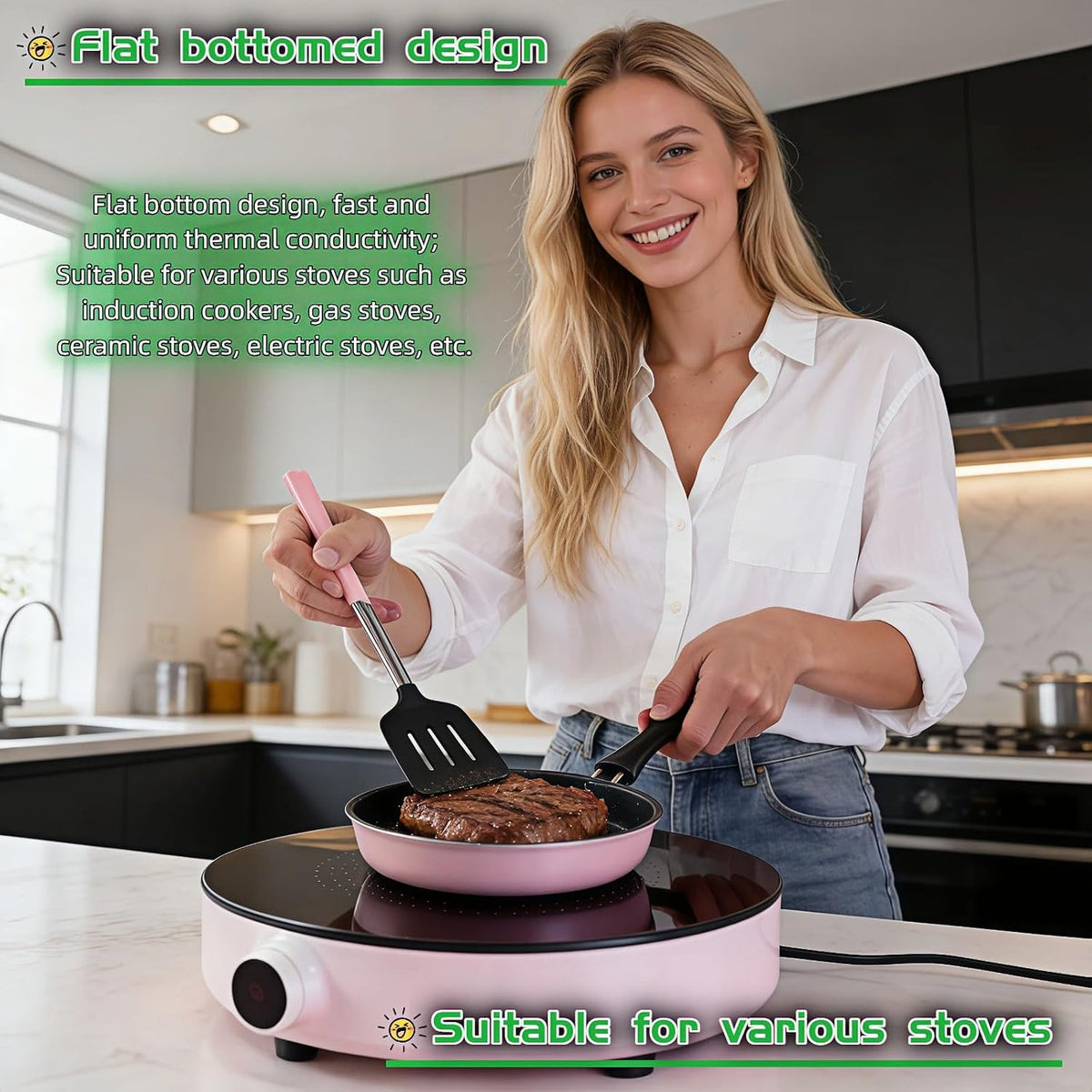 4.7 Inch Mini Skillet, Non-Stick Egg Pan for Single Serve Breakfast, Induction Compatible Small Frying Pan with Heat Resistant Handle - Perfect for Camping, RV, Dorm & Gas/Electric Stovetops (Pink)