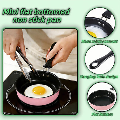 4.7 Inch Mini Skillet, Non-Stick Egg Pan for Single Serve Breakfast, Induction Compatible Small Frying Pan with Heat Resistant Handle - Perfect for Camping, RV, Dorm & Gas/Electric Stovetops (Pink)