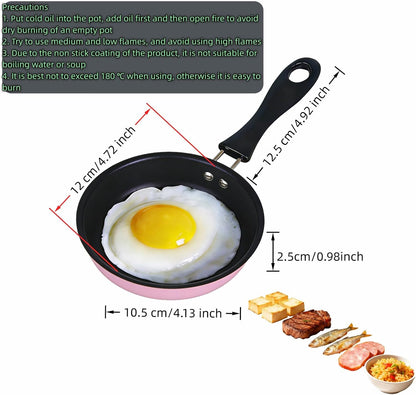 4.7 Inch Mini Skillet, Non-Stick Egg Pan for Single Serve Breakfast, Induction Compatible Small Frying Pan with Heat Resistant Handle - Perfect for Camping, RV, Dorm & Gas/Electric Stovetops (Pink)