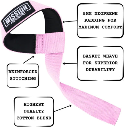 Lifting Wrist Straps for Weightlifting, Bodybuilding, Powerlifting, Strength Training, & Deadlifts - Padded Neoprene with 18" Cotton