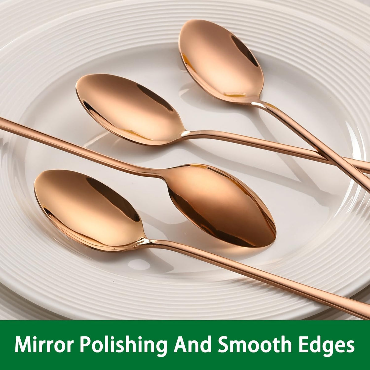 7.5 Inches Long Handle Coffee Stirring Spoons,Set Of 8 Rose Gold Iced Tea Spoon,Copper Stainless Steel Ice Cream Spoons,Sundae Spoon