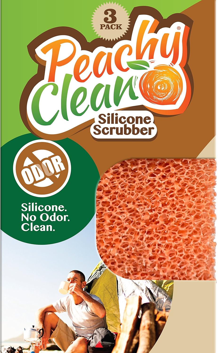 Silicone Scrubber (Qty 3) for Camping Cookware, Outdoor Cooking, and Backpacking
