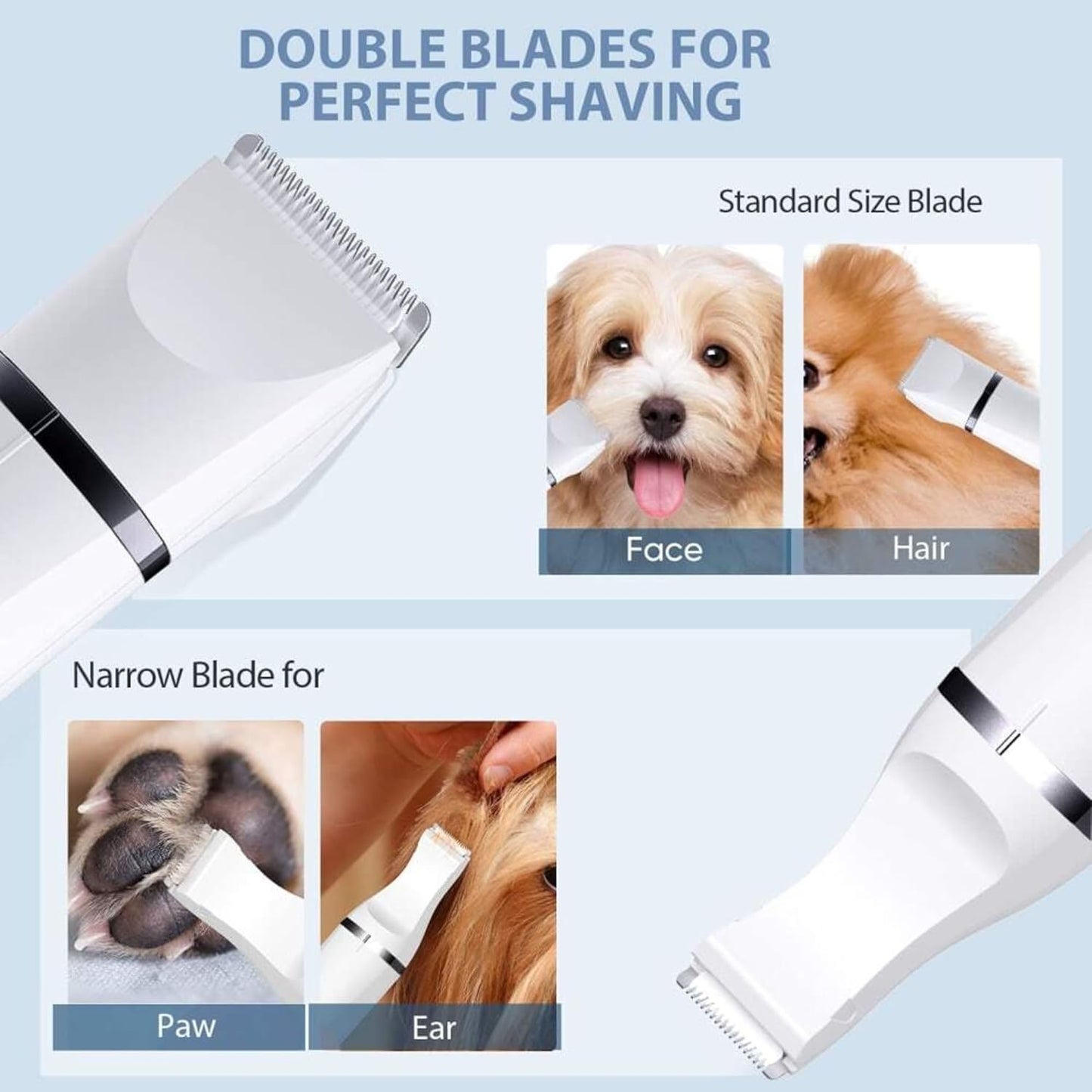 Luxuz 3-in-1 Dog & Cat Grooming Kit, Rechargeable Quiet Pet Clippers with Nail Grinder & Paw Trimmer, Cordless Low-Noise Electric Grooming Trimmer with Guide Combs for Small Medium Pets