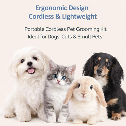 Luxuz 3-in-1 Dog & Cat Grooming Kit, Rechargeable Quiet Pet Clippers with Nail Grinder & Paw Trimmer, Cordless Low-Noise Electric Grooming Trimmer with Guide Combs for Small Medium Pets
