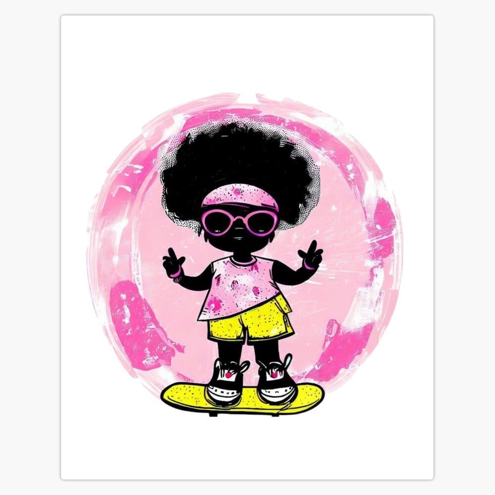 The Pink World of The Little Girl and The Skateboard Sticker Decal Laptop Car Window Vinyl 5"