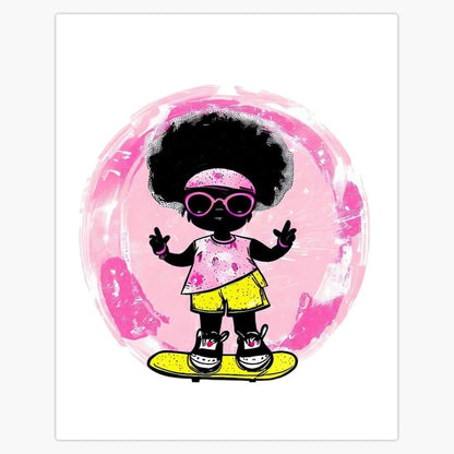 The Pink World of The Little Girl and The Skateboard Sticker Decal Laptop Car Window Vinyl 5"
