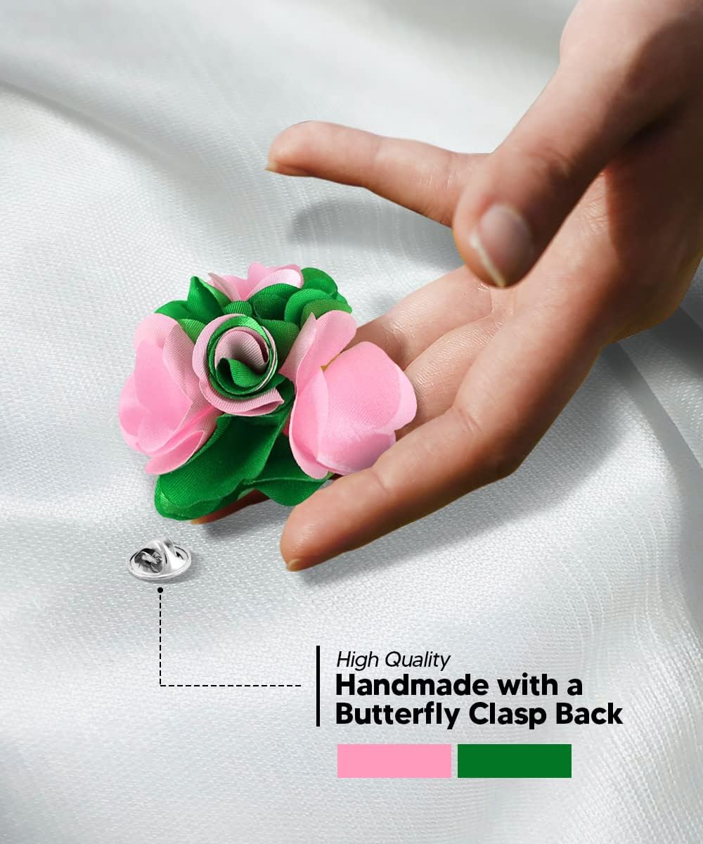 Premium Two-Tone Flower Lapel Pin - Formal Boutonniere for Men, Flower Brooch Pin