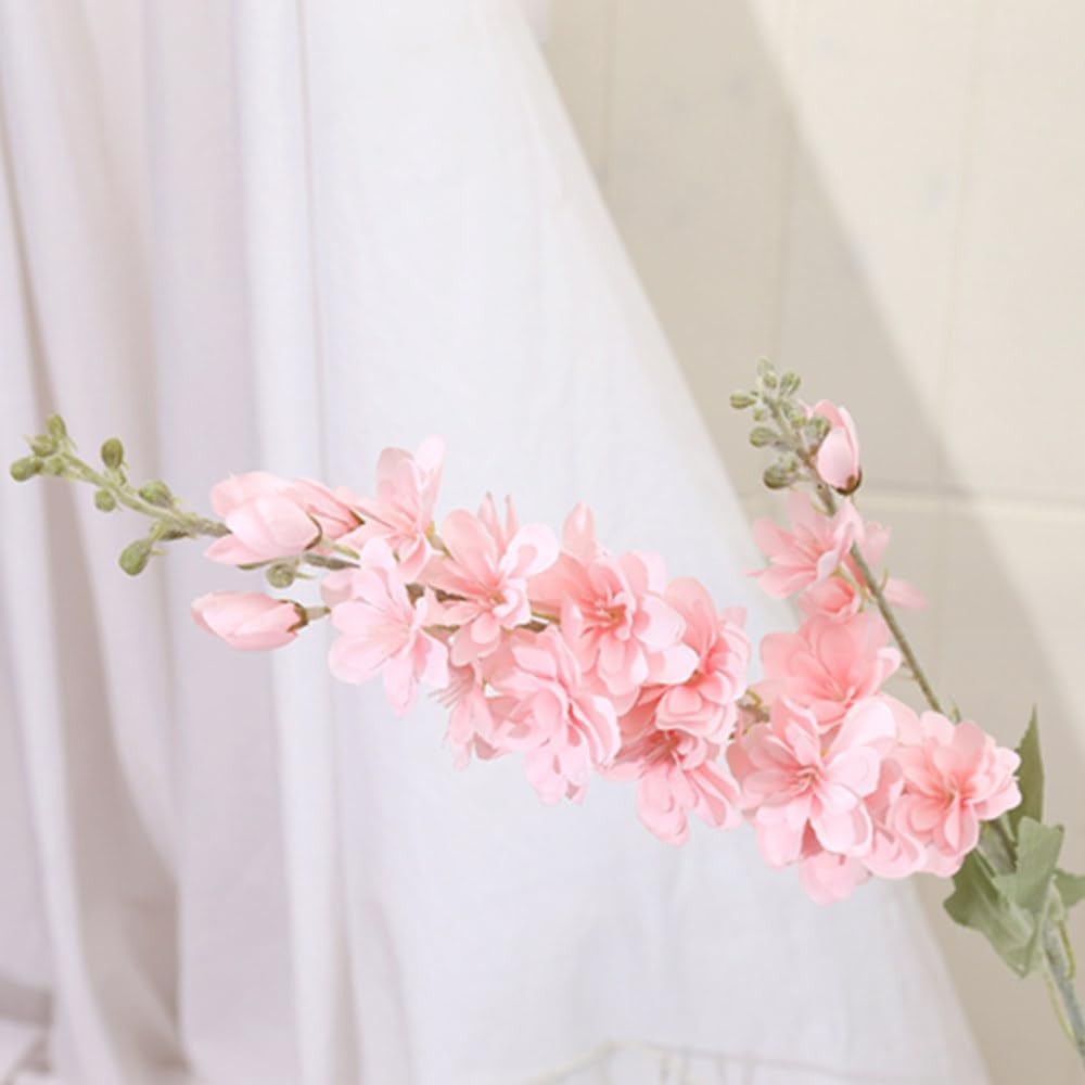 33.5in 6pcs Fake Flowers Delphinium Artificial Flowers Silk Flowers Larkspur Artificial Flowers Long Stem Flowers for Tall Vase Home Wedding Party Decor (Pink)
