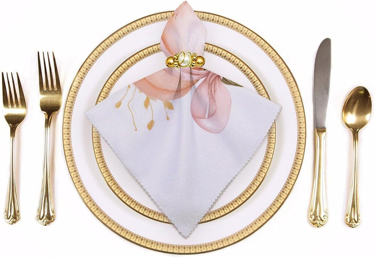 Pastel Peach Pumpkin Large Pink Bow Cloth Napkins Set of 6, Square Premium Reusable Washable Polyester Table Linen Napkin for Dinner Party