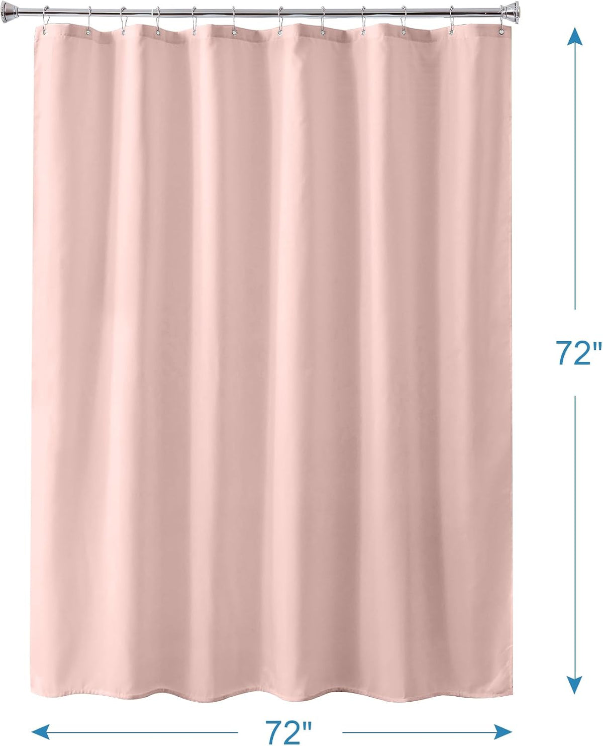 Blush Pink Shower Liner Cloth Waterproof, Soft Blush Pink Shower Curtain Liner Fabric with Weighted Stones, Washable Shower Curtain and Liner 2-in-1, 12 Grommet Holes, 72 x 72 Inches